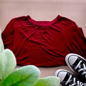 Janet Chung Wine Red Top With Sleeve Details